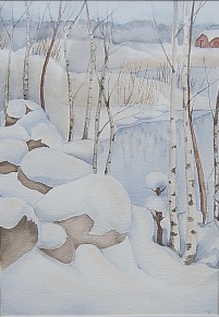 Winter. Original watercolor, 26x37 cm